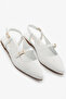 White Genuine Leather Women's Ballerina Slingback Shoes