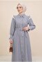 Buttoned Front Lace Detailed Belted Dress - Navy - 3