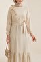 Frill Stone Detailed Piece Skirted Belt Ayrobin Dress