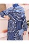 Patterned Lace-Up Dress with Elastic Sleeves -Laci - 5