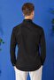 Men's Slim Fit Buttoned Collar Long Sleeve Cotton Classic Black Shirt Gk 716 - 5