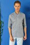 Men's Comfort Fit Buttoned Collar 100% Linen Epaulet Casual Navy Blue Shirt g 1564 - 6