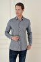 Men's Slim Fit Textured 100% Cotton Navy Blue Shirt g 1584 - 2