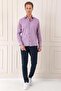 Men's Comfort Fit Herringbone Woven 100% Cotton Classic Purple Shirt Gk 722 - 2