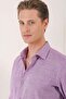 Men's Comfort Fit Herringbone Woven 100% Cotton Classic Purple Shirt Gk 722 - 4