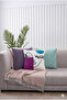 3-Piece Panoroma Decorative Throw Pillow Cover – Bohemian Abstract Face Punch + Lilac + Turquoise 45X45Cm