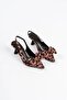 Leopard Bowknot Kitten Heel Slingback Women's Shoes - 4
