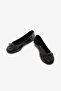 Black Genuine Leather Women's Ballerinas with Bow Detail - 8