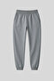 Grey Melange Pocketed High Waist Comfortable Form Rubber Leg Women's Tracksuit Bottom - 94583