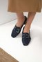 Betty Navy Blue Color Women's Short Heeled Shoes with Buckle Accessories and Blunt Toe - 4