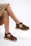 Genuine Leather Brown Suede Women's Leather Sandals Dp81-0870 - 4
