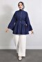 Ribbed Tunic with Flywheel Sleeves Y0104 - Indigo - 2