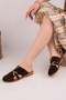 Genuine Leather Brown Suede Women's Leather Slippers Dp81-0823 - 3