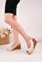 Genuine Leather Cream Women's Leather Sandals Dp08-0500 - 2