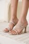 Capella Premium Beige Women's Stone Heeled Slippers - 2