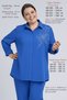 Plus Size Women's Spring Summer Feyza Crepe Fabric Pants Shirt Double Stone Mother Set
