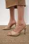 Ivy Genuine Leather Skin Color Heeled Women's Slippers