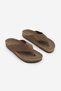 Women's Genuine Leather Eva Sole Flip-Flops with Thick Straps Daily Slippers Zigan Brown Suede - 6