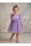 Lilac Star Printed Ruffled Front Long Tulle Sleeve Girls' Baby Girl Dress - 3