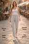 Women's Summer Synthetic Linen High Waist Elastic Skinny Leg Mom Pants C611