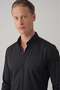 Men's Slim Fit Buttoned Collar Stretch Cotton Classic Black Shirt Gk 727 - 4