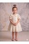Ecru Floral Patterned Scallop Girls' Dress-Angelika - 2