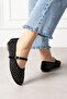 Margot Black Suede Platinum Stone Embellished Nickel Buckle Belted Ballerinas - 4