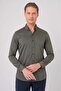 Men's Slim Fit Buttoned Collar Stretch Cotton Classic Khaki Shirt Gk 727