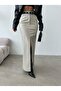 High Waist Slit Detailed Leather Maxi Skirt – Ecru - 2