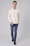 Men's Slim Fit Buttoned Collar Stretch Cotton Classic Beige Shirt Gk 727 - 2