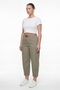 Women's Khaki Summer Slim Trousers with Belt and Accessory Detail on the Leg - 2