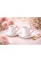 2-Person Pearlescent Bowknot Detailed Coffee Cup Set – Elegant and Modern Design