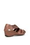 18793056Y Women's Genuine Leather Wedge Heel Sandals Brown - 4