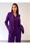 Limited Edition Women's Jacket Vest Palazzo Trousers Eggplant Purple 3-Piece Set – Office & Stylish Combination - 2