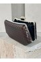 Brown Silver Detailed Hand-Woven Leather Special Series Women's Evening Dress Bag - 6
