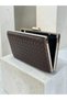 Brown Silver Detailed Hand-Woven Leather Special Series Women's Evening Dress Bag - 3