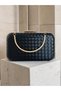 Black Color Gold Detailed Hand-Woven Leather Special Series Women's Evening Dress Bag - 7