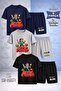 Children's Alex Alevli Mesale Special Printed Crew Neck 3-Piece T-Shirt - Shorts Set