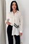 Women's Striped Belted Shirt – Loose Fit Buttoned Stylish Blouse - 2