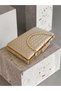 Beige Color Gold Stone Embroidered Hand-Woven Leather Special Series Women's Evening Dress Bag - 7
