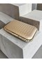 Beige Color Silver Stone Embroidered Hand-Woven Leather Special Series Women's Evening Dress Bag - 9