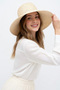 Women's Beige Sparkling Diamond Stone Straw Beach Hat |   Wide Brim Sun Protection Fedora - 4