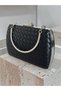 Black Color Silver Detailed Hand-Woven Leather Special Series Women's Evening Dress Bag - 8