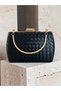 Black Color Gold Detailed Hand-Woven Leather Special Series Women's Evening Dress Bag - 7