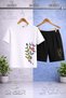 Children's Multi Butterfly Party Special Printed Crew Neck 3-Piece T-Shirt - Shorts Set - 2