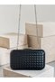 Black Color Silver Detailed Hand-Woven Leather Special Series Women's Evening Dress Bag - 3