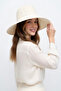 Women's White Sparkling Diamond Stone Straw Beach Hat |   Wide Brim Sun Protection Fedora - 3