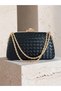 Black Color Gold Detailed Hand-Woven Leather Special Series Women's Evening Dress Bag - 4