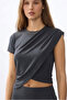 Asymmetrical Cut Draped Summer Blouse Stylish Casual Women's Top