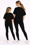 Mother Daughter Leggings Set Kids Oversize T-Shirt Twin T-Shirt Red Line Printed (Single Set Price) - 2